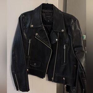 Leather dynamite moto style jacket
